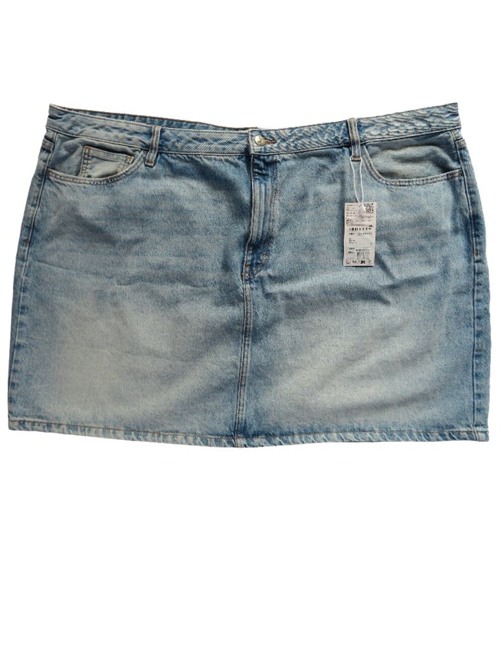 NWT MNG Mango Plus Size 4XL High Waist Denim Mini Skirt Light Wash
